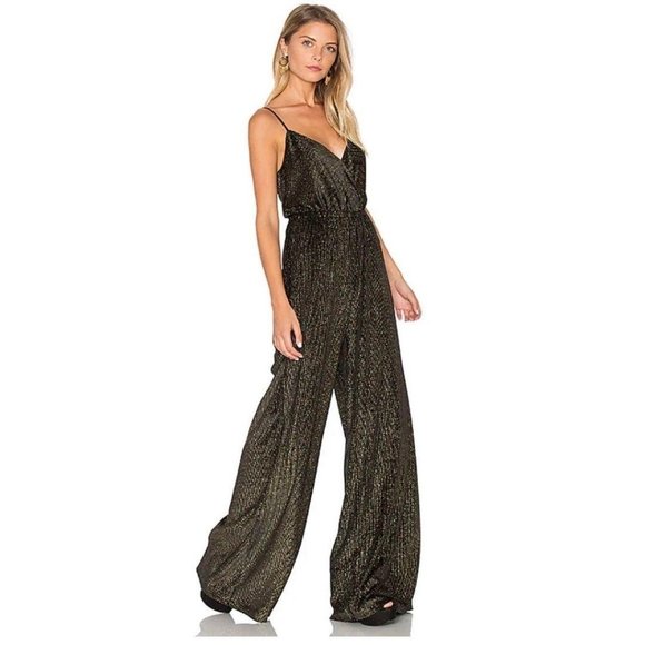 Show Me Your MuMu Pants - Show Me Your Mumu Black and Gold Jagger Jumpsuit